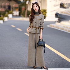 2025年秋季时尚潮流优雅千鸟格加厚套装，女装套装/套裙，贵人树