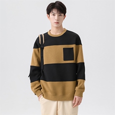 M-8XL秋季大码胖男生时尚休闲圆领个性拼接卫衣男79，男装卫衣，星座209