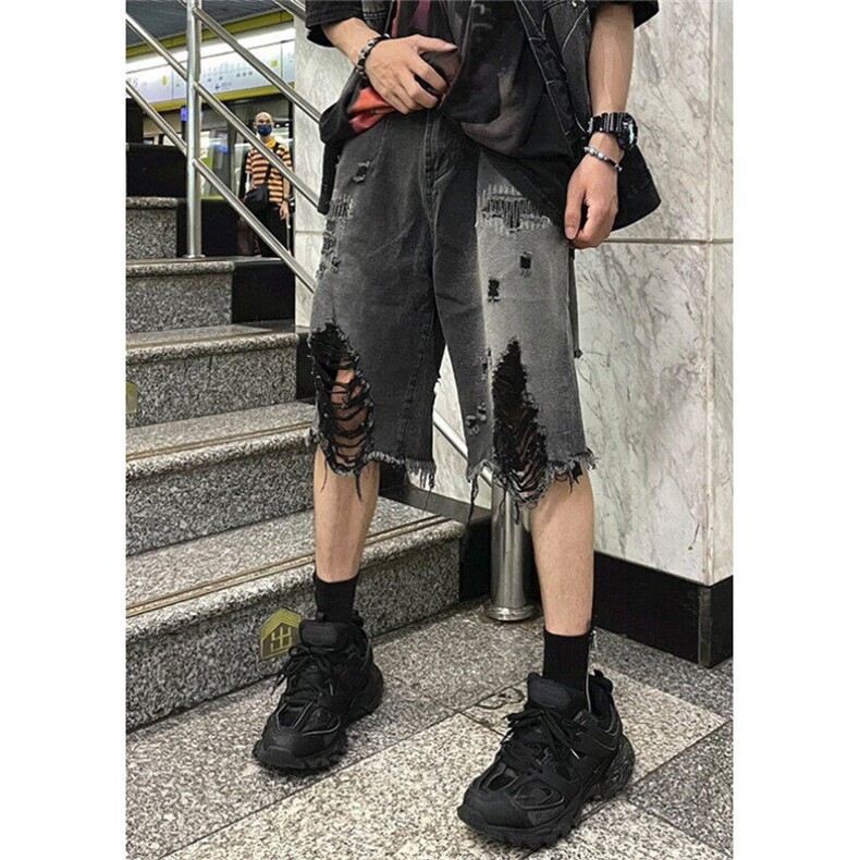 破洞乞丐牛仔短裤男款夏季美式七分裤休闲牛仔裤D11,男装牛仔裤,星座1116A（原606A-3）