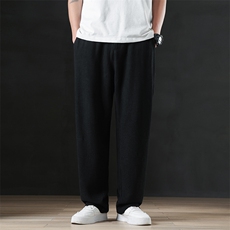 新款风亚麻休闲裤男2025春夏时尚直筒垂感裤子2407-P65，男装休闲裤，电商A008