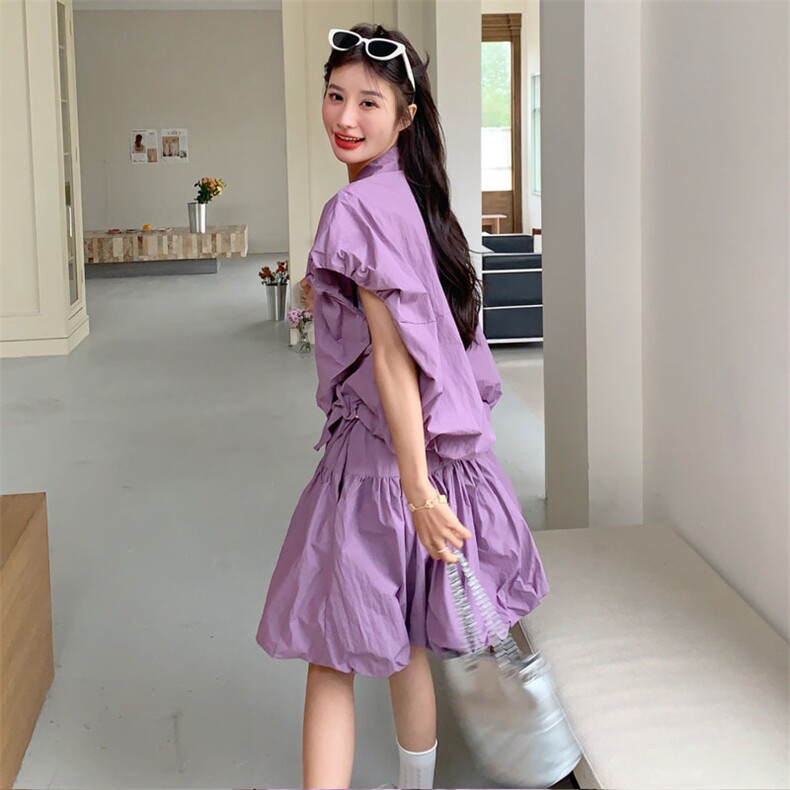 休闲工装甜酷风衬衫短裙套装两件套女夏减龄时尚洋气小个子高级感,女装套装/套裙,2D143