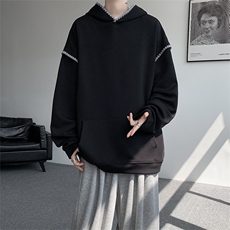 WY10155-特P48控88新款连帽贝壳绣花麦穗提花大码男宽松情侣卫衣，男装卫衣，电商A059
