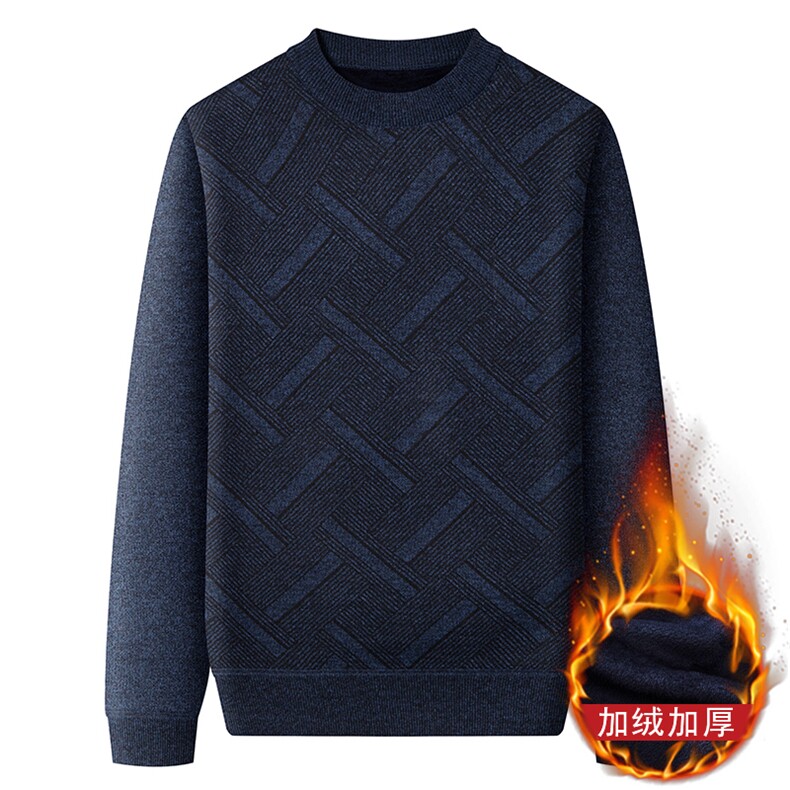 秋冬男士毛衣老年人加绒加厚休闲圆领保暖针织衫中年爸爸装W13P23,男装针织衫/毛衣,星座1706