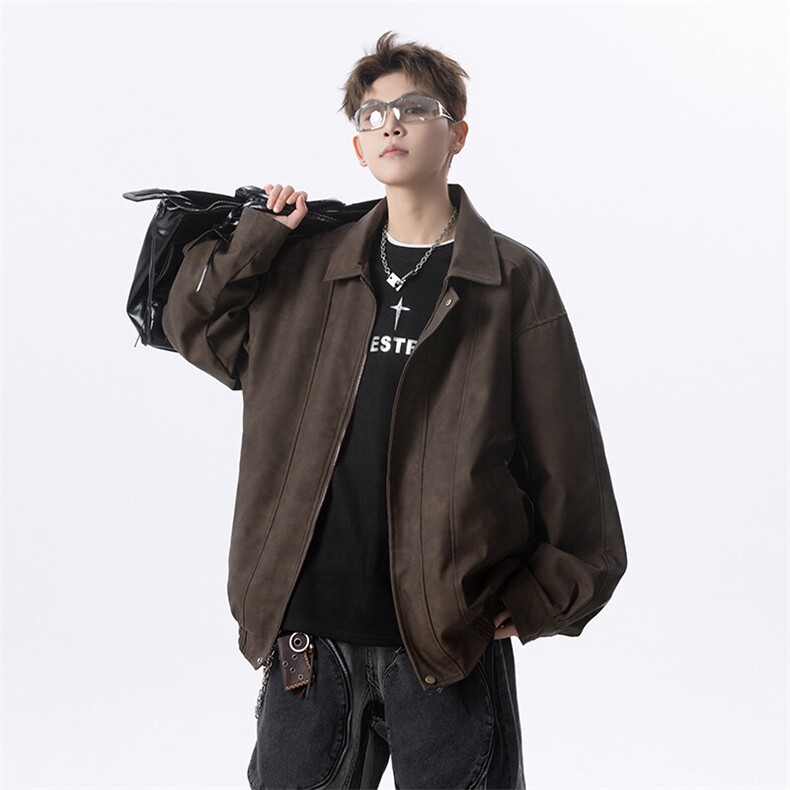直播新款情侣皮夹克做旧复古外套JK307P80,男装夹克,星座1904A-1