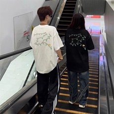 万针全刺绣工艺高品质260克纯棉双纱美式宽松百搭短袖T恤特P33，男装T恤，电商A486-1
