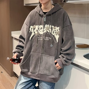 美式休闲小众春秋灯芯绒开衫外套男女ins潮高街百搭W6011-P45图片
