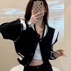 撞色小众棒球服女2025秋季新款韩版独特外套超好看短款夹克棒球服，男装夹克，星座1210-1