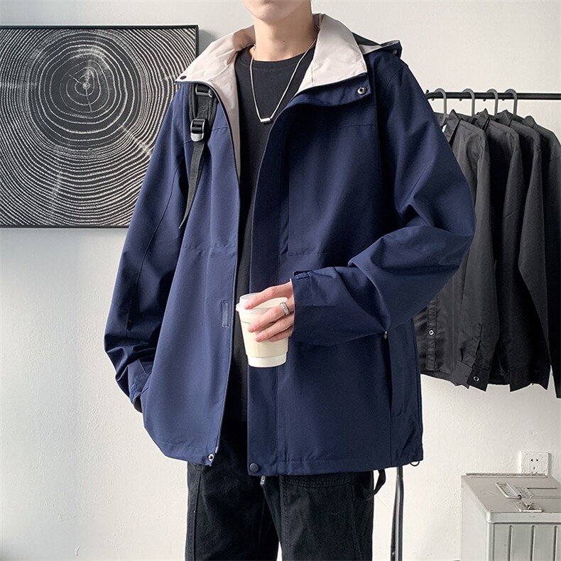 美式休闲夹克男生秋季户外登山运动棒球服复古宽松cleanfit上衣服,男装夹克,电商A007