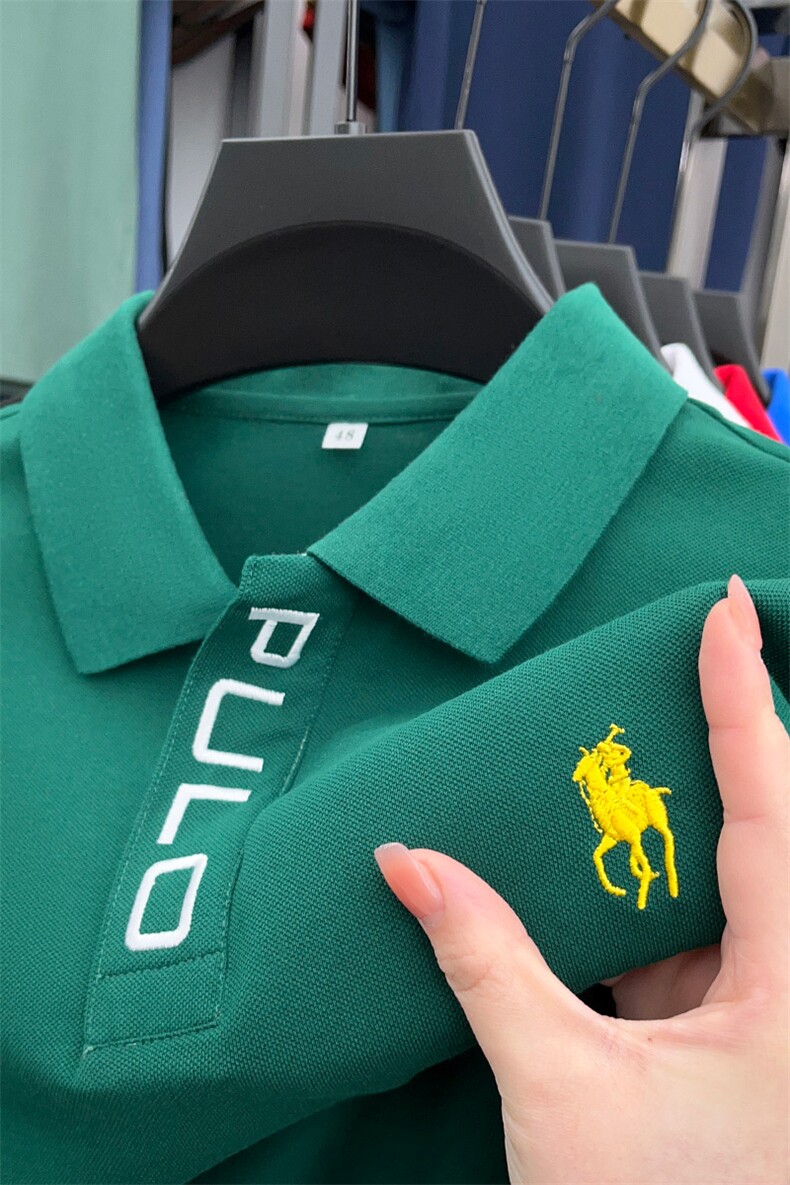男装短袖T恤男2023夏季新款刺绣纯色翻领POLO衫中年商务休闲体恤,男装Polo衫,电商B212（原钱塘6029）