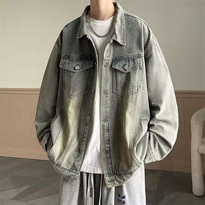 男春秋季潮牌美式高街夹克男翻领痞帅宽松休闲褂子上衣服JKA98图片