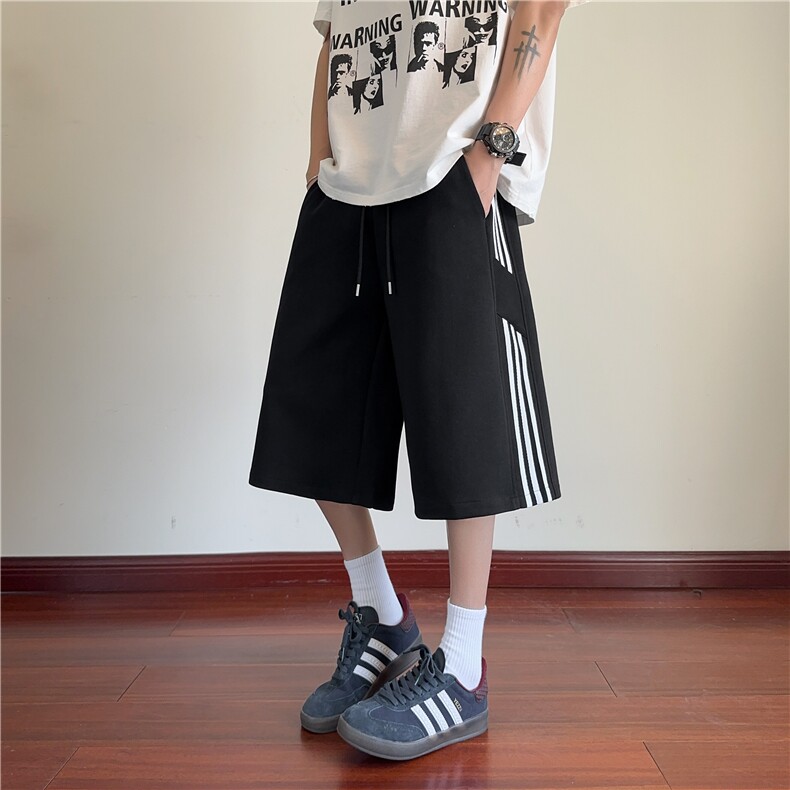 抖音品质春夏新款美式条纹宽松休闲七分裤B315-K25681-特P35控68,男装休闲裤,电商B315