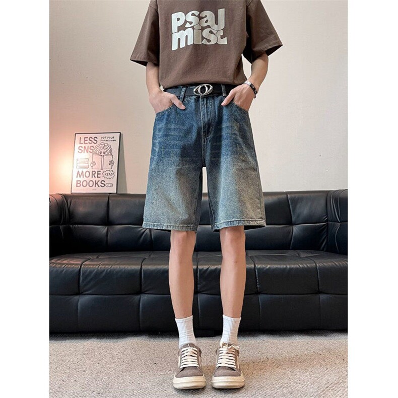 美式仔短裤男夏季宽松复古潮牌休闲高街直筒五分裤RK2925-P45图片
