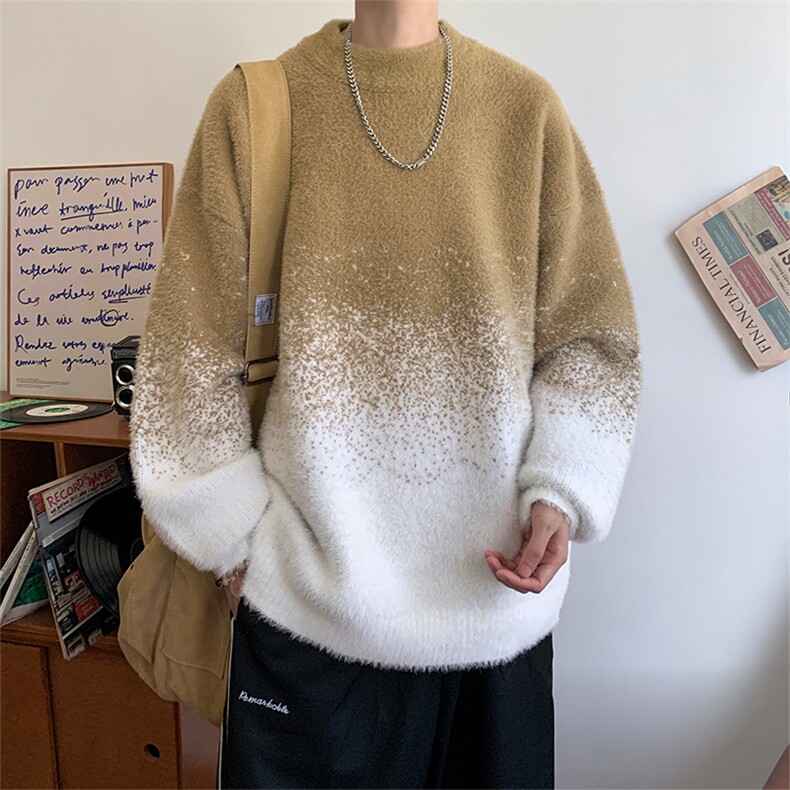 冬季新款D5588-TP5078软糯毛衣休闲宽松设计感渐变色套头衫,男装针织衫/毛衣,电商A102
