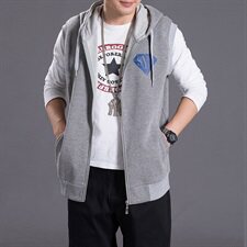 男士马甲无袖连帽背心运动马夹不倒绒针织开衫加肥加大码316款P70，男装背心/马甲，星座802
