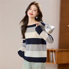 一字肩上衣高级感条纹羊毛衫女100羊毛打底衫冬季薄款内搭毛衣，女装羊毛衫，艾米