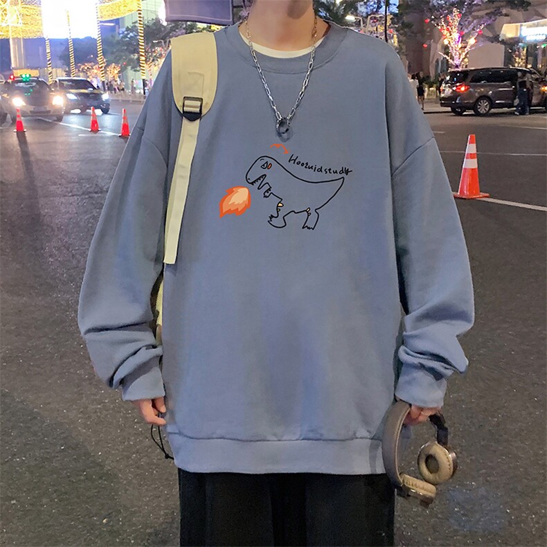 S6040-P28加绒款-P33秋季圆领卫衣男大码韩版宽松长袖外套,男装卫衣,电商A040