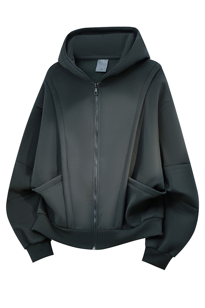 重磅全棉420克工装口袋卫衣拼接短宽连帽开衫外套RH5330-P65,男装工装外套,星座610B-1