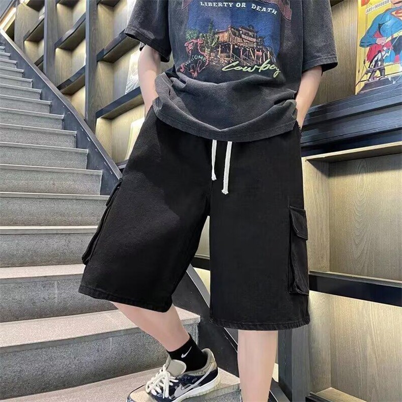 网络图现货水洗牛仔短裤潮牌松紧腰五分裤RE006-P42,男装牛仔裤,星座1005-4