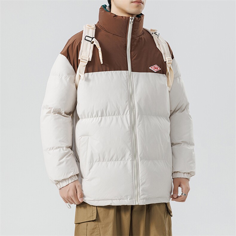 冬季新款宽松面包服美式复古立领棉服男撞色棉衣外套MY9060-P100,男装棉衣,电商A128