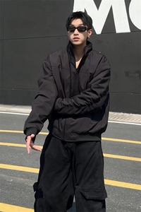 美式加棉加厚立领飞行夹克男秋冬季潮牌cleanfit宽松廓形棉服外套图片