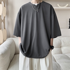 8XL-M冰丝凉感短袖T恤夏季大码V领垂感五分半袖体恤衫DX1206/P35，男装T恤，电商B238