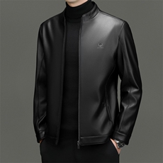 DF23902钱塘2020-2商务休闲简约立领冬季中年男士皮衣外套P160，男装皮衣，钱塘207-2
