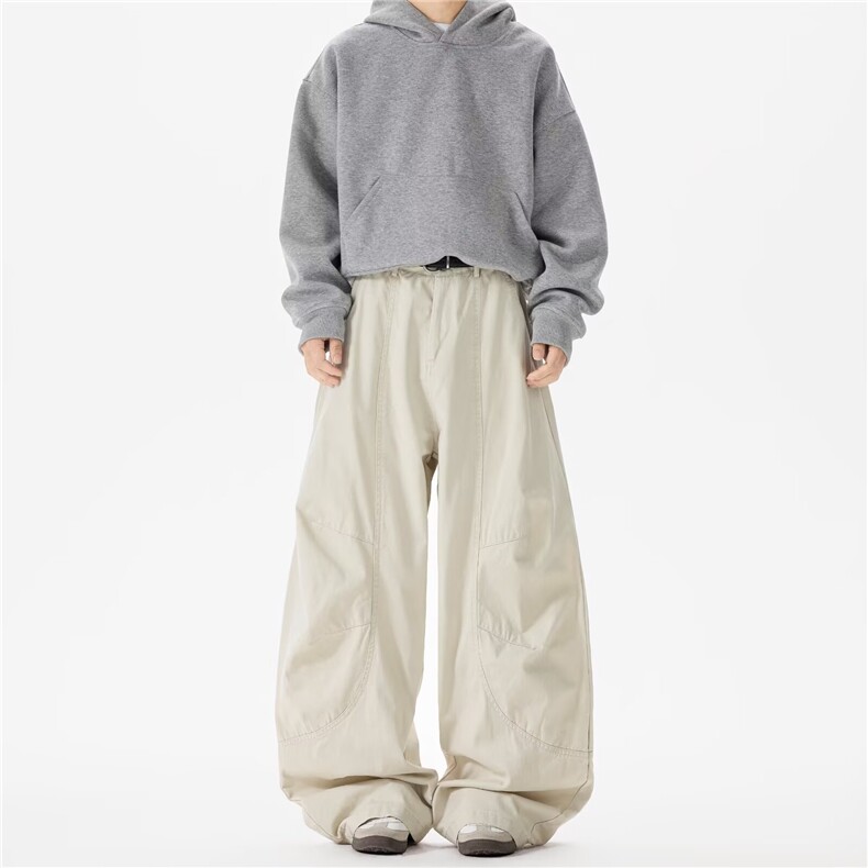 弯刀裤男款秋季拼接工装裤潮牌高腰阔腿长裤子1313P55，男装工装外套，星座410-2