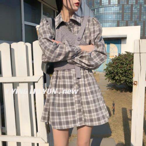 韩版衬衫加针织背心，女装衬衫，迎盈柳韵