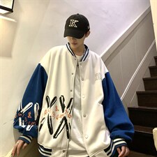 22秋新款宽松休闲撞色情侣棒球夹克卫衣外套B266-Y613-P75，男装夹克，星座B257-1