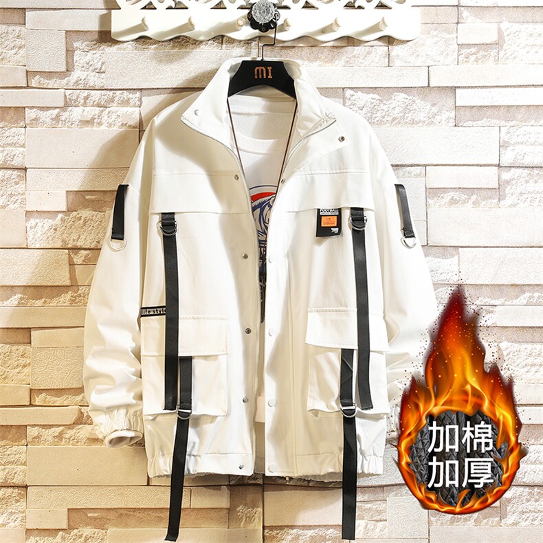现货7XL-M码 立领加棉棉衣男2023冬新款织带加厚外套支持各种活动图片