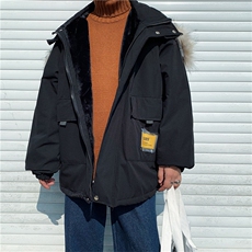 ins毛领棉衣男宽松加厚外套连帽工装棉服帅气已下架W091-P80，男装棉衣，星座512-2