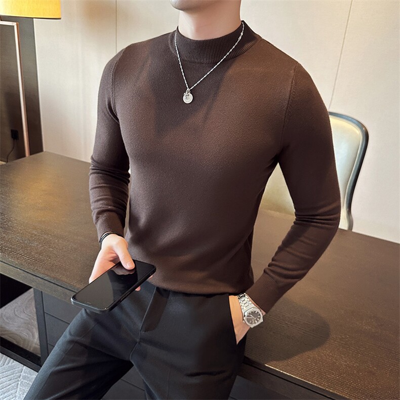 12色纯色毛衣打底衫男 秋冬内搭半高领修身针织衫M602特p35图片