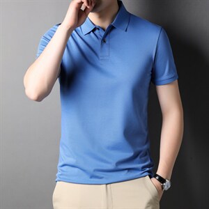 D77298钱塘2020-2夏季基础款男士纯色高端精品法令短袖T恤P50图片
