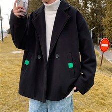 N6138/P85秋冬款西服双排扣毛呢大衣男宽松大码呢料夹克外套呢子，男装夹克，电商A141