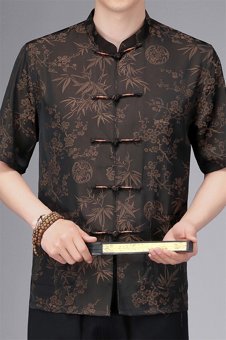 夏季唐装男士休闲短袖套装风爸爸装爷爷装汉服SFC-9876-P98,男装民族服装,星座1105-3