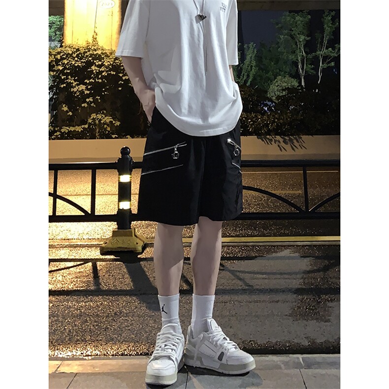 B221美式ins高街暗黑小众拉链宽松五分裤短裤LK23061-P50控68,男装休闲裤,电商B221