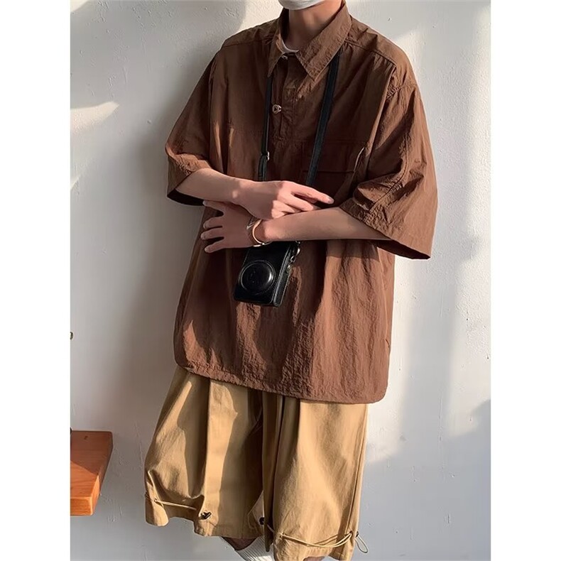 美式潮牌ins夏季T恤日系机能口袋复古套头半袖衬衫短袖S8600-p38,男装T恤,星座1008-1