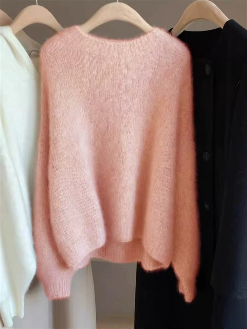 针织衫高端软糯圆领针织宽松百搭亲肤厚实女，女装针织衫/毛衣，半城羊绒