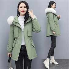 2021冬季新款时尚气质休闲腰部抽绳棉衣抽绳设计显瘦显身材派克服，女装派克服，涵亦佰惠