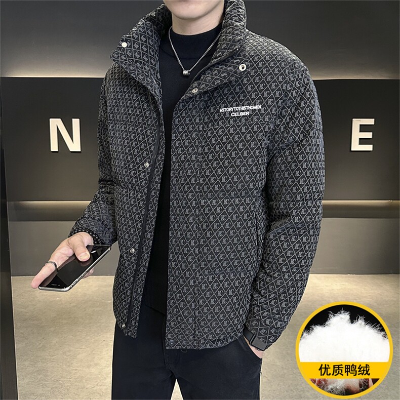 标50绒2025冬季跑量新款男士立领时尚潮流白鸭绒羽绒服夹克,男装夹克,电商A225