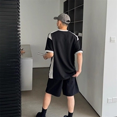 美式复古港风阔腿五分休闲牛仔短裤男百搭宽松直筒短裤，男装牛仔裤，星座506A