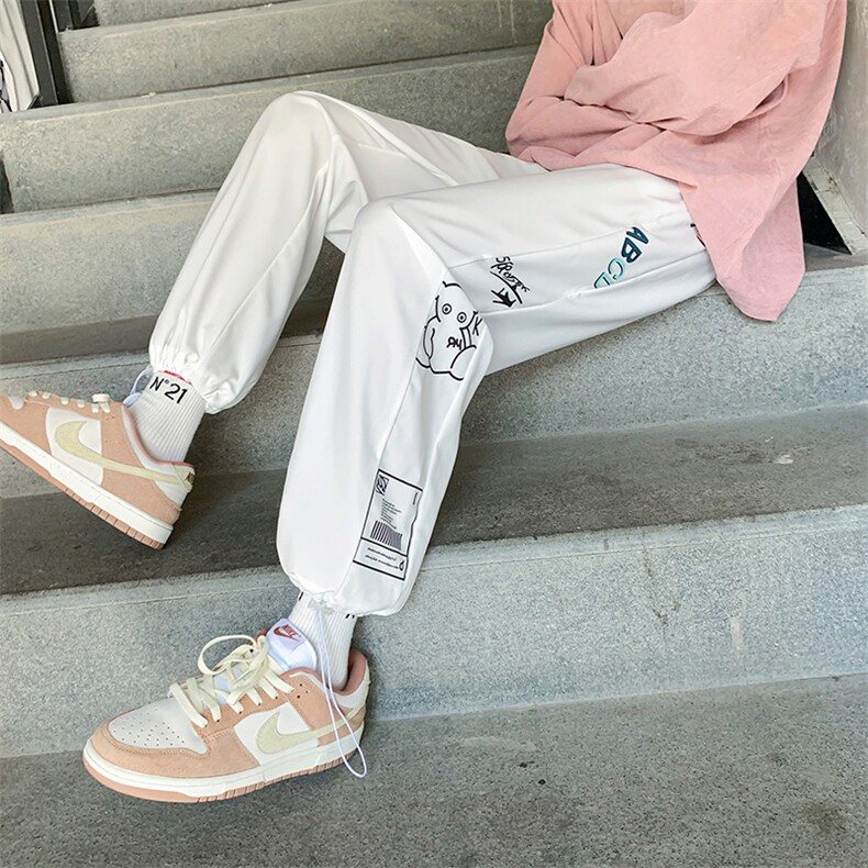 青少年运动裤男夏季潮流ins宽松侧边印花休闲抽绳卫裤K1110-P25图片