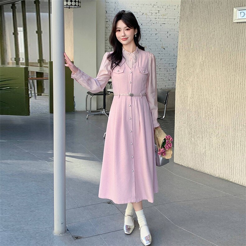 现货2025年春季女时尚气质潮流修身显瘦衬衫马甲连衣裙套装两件套,女装套装/套裙,艾贝斯