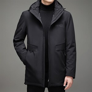 中长款90灰鸭绒羽绒服男士帽内胆可卸2023新款保暖羽绒袄外套男装,男装羽绒服,电商B212（原钱塘6029）