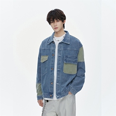 中性休闲大码宽松男女潮流拼接牛仔外套夹克J8212-P63【特价】，男装工装外套，电商A007