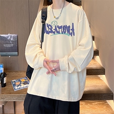 直播品质秋冬重磅潮牌嘻哈美式印花纯棉长袖T恤打底衫CT369特P28，男装T恤，电商A486
