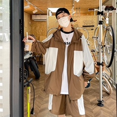 夏季撞色夹克衫防晒服套装运动风时尚防晒衣男XZ514-2-1611-P98，男装防晒衣，星座514-2(原B239)