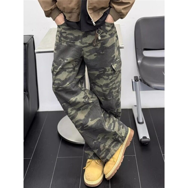 迷彩工装牛仔裤男美式机能风宽松休闲水洗痞帅直筒裤ND782,男装牛仔裤,星座1116A（原606A-3）