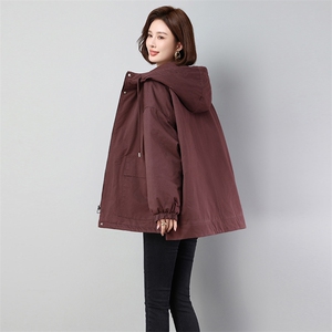 2025年冬季连帽做旧宽松纯色棉衣中长款加绒加厚保暖2590款，女装棉衣/棉服，秋牧寒烟