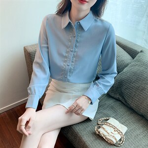 上衣春季新款OL长袖衬衫设计感小众衬衣图片